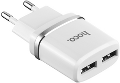 Зарядное устройство сетевое Hoco C12 УТ000024491 с кабелем Lightning, 2*USB, 2.4A, белое