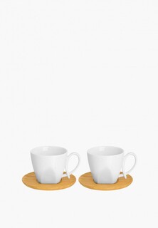 Сервиз чайный Elan Gallery 200 мл, Белая метелица на деревянной подставке