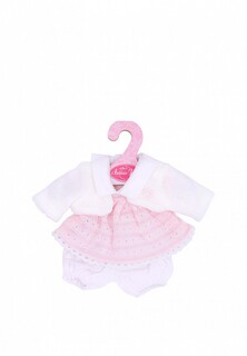 Одежда для куклы Munecas Dolls Antonio Juan 25 - 29 см, платье розовое трикотаж, белое болеро, трусики