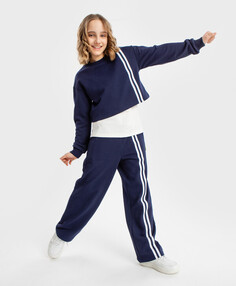 Брюки широкие с лампасами синие Button Blue (122)