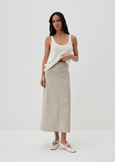 Юбка миди из фактурной ткани NICEONE [Бежевый, XS]