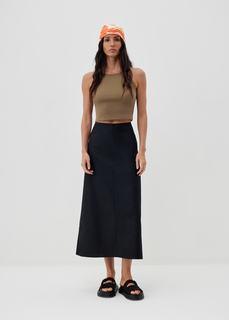 Юбка миди из фактурной ткани NICEONE [Черный, XS]