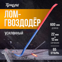 Лом-гвоздодер тундра, усиленный, 65 сталь, 600 х 22 х 12 мм Tundra