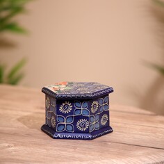 Шкатулка деревянная, батик 10х11х7 см NO Brand