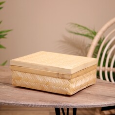 Корзина плетеная с крышкой, из бамбука 30х23х11 см NO Brand