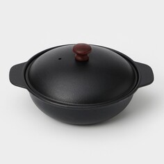 Жаровня чугунная, 2 л, d=24 см, чугунная крышка, цвет черный NO Brand