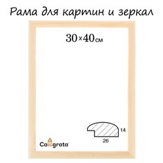 Рама для картин (зеркал) 30 х 40 х 2,6 см, дерево, berta, неокрашенное дерево (подходит для декорирования) Calligrata
