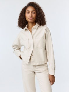 Укороченная джинсовая рубашка с металлизированным эффектом