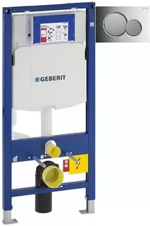 Инсталляция для унитаза Geberit Duofix Sigma 01 111.300.00.5 + 111.815.00.1 + 115.770.KA.5 с кнопкой смыва, хром/матовый хром