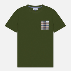 Мужская футболка Aquascutum Active Club Check Pocket, цвет зелёный, размер XL