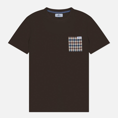 Мужская футболка Aquascutum Active Club Check Pocket, цвет коричневый, размер L