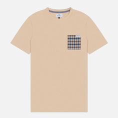 Мужская футболка Aquascutum Active Club Check Pocket, цвет бежевый, размер S