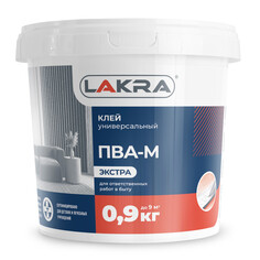 Клей ПВА и клей для дерева клей ПВА-М ЛАКРА экстра универсальный 0,9кг, арт.0007851