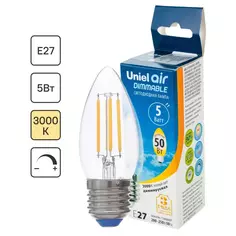 Лампа светодиодная филаментная Airdim форма свеча E27 5 Вт 500 Лм свет тёплый Uniel