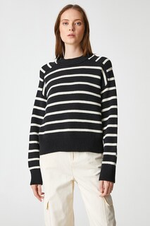 Полосатый свитер с овальным вырезом Koton, черный