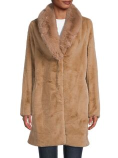 Пальто из искусственного меха с шалевым воротником Belle Fare, цвет Camel