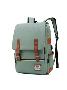 Дорожный рюкзак для кампуса в корейском стиле с винтажной многофункциональной сумкой для ноутбука в британском стиле, зеленый