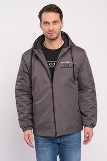 Зимняя куртка на молнии и принтом на спине Lee Cooper, серый