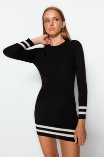 Короткое платье-пуловер с рваными краями Trendyol, коричневый