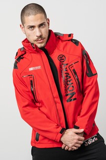 Зимняя мужская куртка Techno с капюшоном и логотипом Geographical Norway, красный