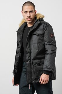 Зимняя куртка Арсенал с капюшоном и карманами Geographical Norway, черный