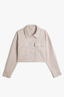 Короткая куртка-рубашка с льном Koton, бежевый
