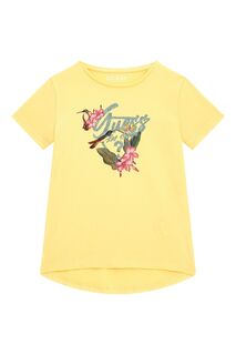 Хлопковая футболка с логотипом Guess, желтый