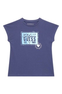 Хлопковая футболка с логотипом Guess, индиго