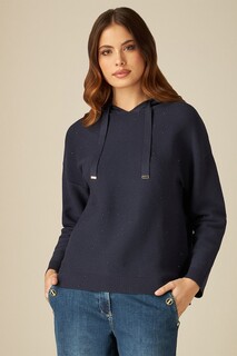 Пуловер с капюшоном и блестящими нитками Oltre, синий