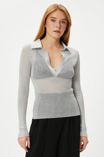 Полупрозрачный свитер Koton, серебряный