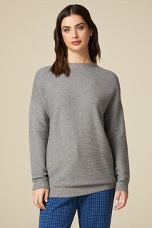 Шерстяной свитер с заниженными рукавами Oltre, серый