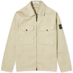 Куртка-рубашка Stone Island Stretch Cotton Double Pocket, бежевый