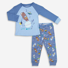 Темно-синий пижамный комплект с мотивом «Медведь в космосе» Minoti