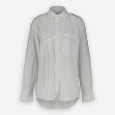 Белая блузка-рубашка из смесового льна Replay
