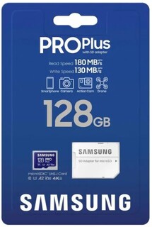 Карта памяти MicroSDXC 128GB Samsung MB-MD128SA/APC PRO Plus C10, A2, V30, UHS-I (U3), 120/160 МБ/с, адаптер на SD