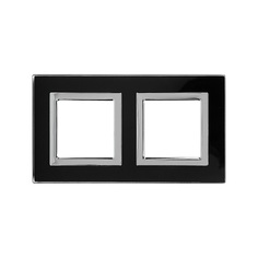 Рамка из натурального стекла DKC 4402824 для встраиваемых в стену ЭУИ серии Avanti, чёрная, 4 модуля, "Avanti"
