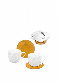 Сервиз чайный Elan Gallery 220 мл Розы на деревянной подставке, 6 штук