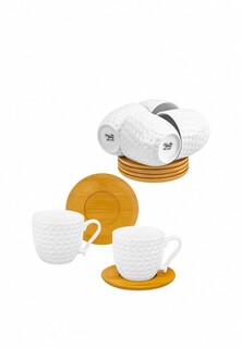 Сервиз чайный Elan Gallery 220 мл Сфера на деревянной подставке, 6 штук