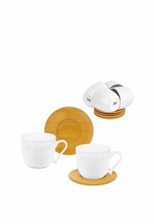 Сервиз чайный Elan Gallery 220 мл Кружево на деревянной подставке, 6 штук