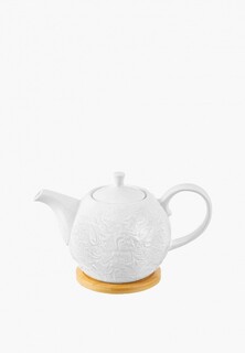 Чайник заварочный Elan Gallery 900 мл Лоза, на деревянной подставке