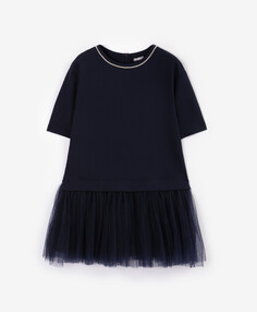 Платье из джерси с сеткой синее для девочки Gulliver