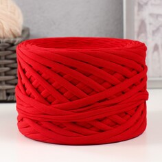 Трикотажная пряжа, ширина 7-9 мм, 100м/295 гр±10% (09 - красный) Softino
