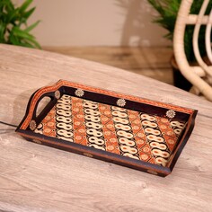 Поднос из дерева, батик 35х20х7 см NO Brand