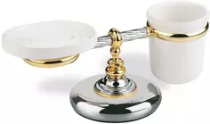 Стакан для зубных щеток с мыльницей Stil Haus Giunone G15M(02) настольный, хром/золотой