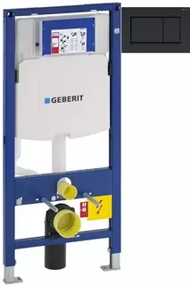 Инсталляция для унитаза Geberit Duofix Sigma 30 111.300.00.5 + 111.815.00.1 + 115.883.16.1 с кнопкой смыва, черный матовый/черный глянец/черный матовый