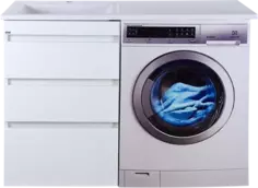 Тумба под раковину Misty Фостер Э-Фос01055-01Н3Я 55 см, напольная, над стиральной машиной, белый глянец/белый матовый