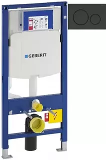 Инсталляция для унитаза Geberit Duofix Sigma 20 111.300.00.5 + 111.815.00.1 + 115.882.DW.1 с кнопкой смыва, черный глянец/черный матовый/черный глянец