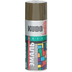 Эмаль аэрозольная, KUDO, универсальная, алкидная, глянцевая, хаки, 520 мл
