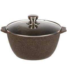 Кастрюля алюминий, антипригарное покрытие, 5 л, с крышкой, крышка стекло, Мечта, Premium, 45902, мокко