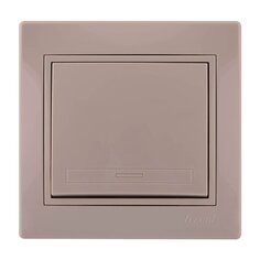 Выключатель скрытой установки, одноклавишный, без заземления, керамика, кремовый, со вставкой, Lezard, Mira, 701-0303-100